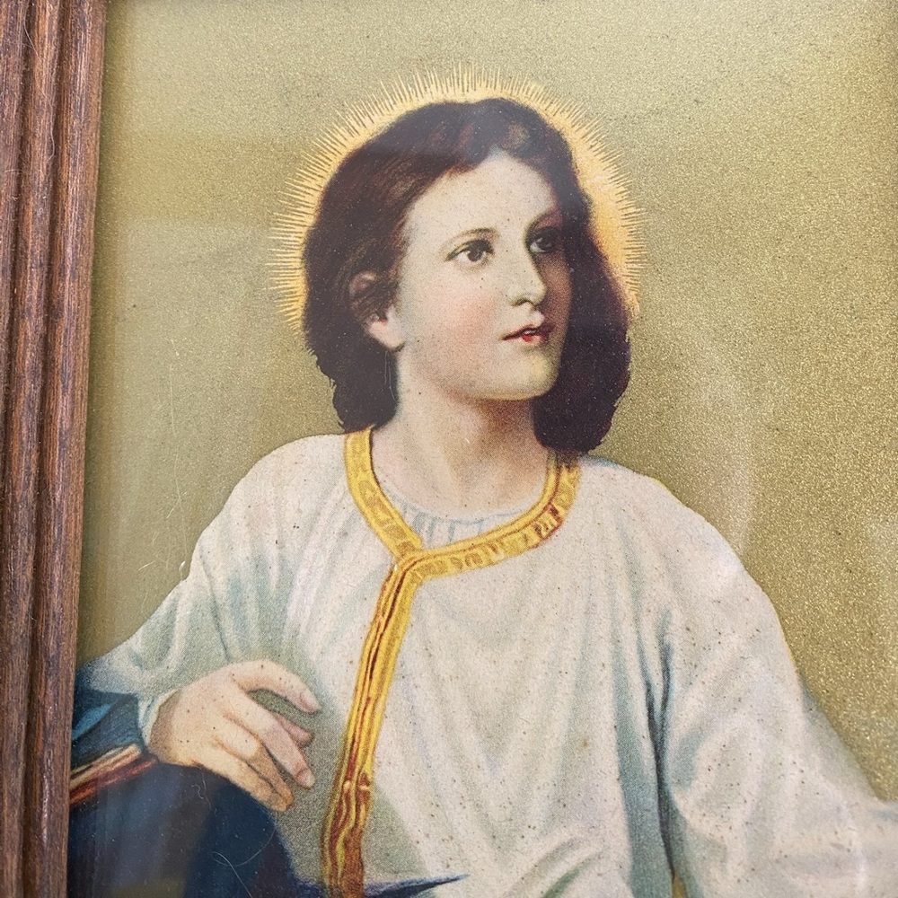Vintage Framed Heinrich Hofmann Young Jesus Christ Print 5x7 Art